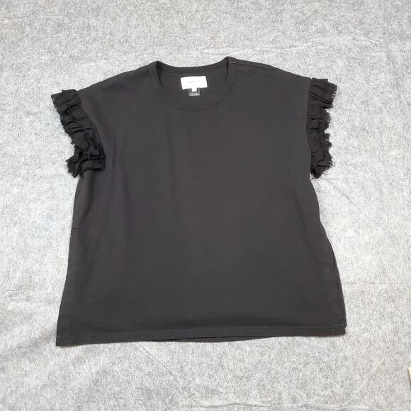 Current Elliot Top Womens XS / 0 Ruffle Cap Sleeve Casual Minimalist Basic Crew - Picture 1 of 10